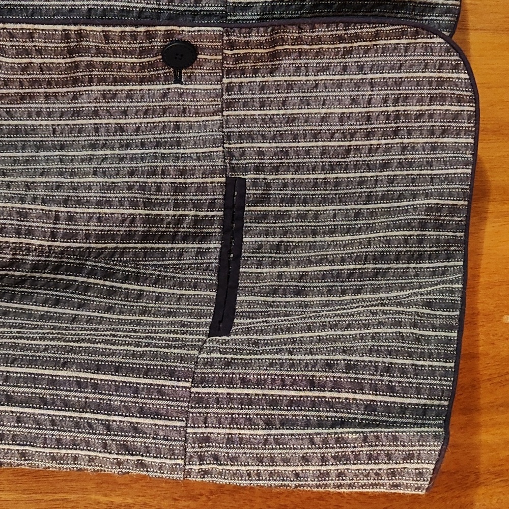 Coldwater Creek Womens Striped Vest Navy White Mandarin Collar Cotton Linen W18 - Picture 4 of 11